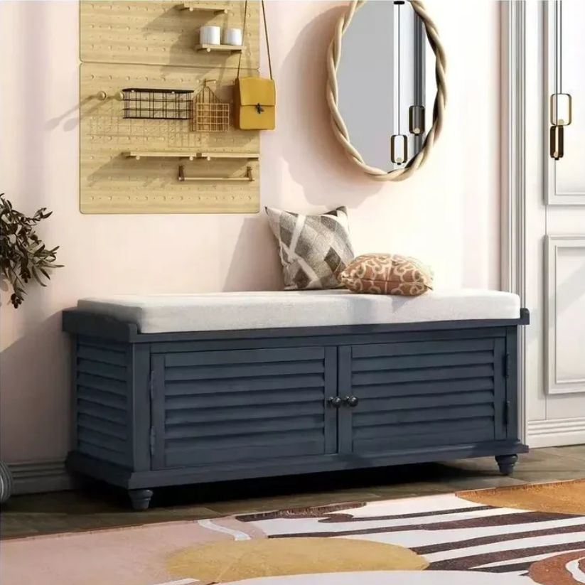 Rome Solid Wood Bench With Shoe Storage