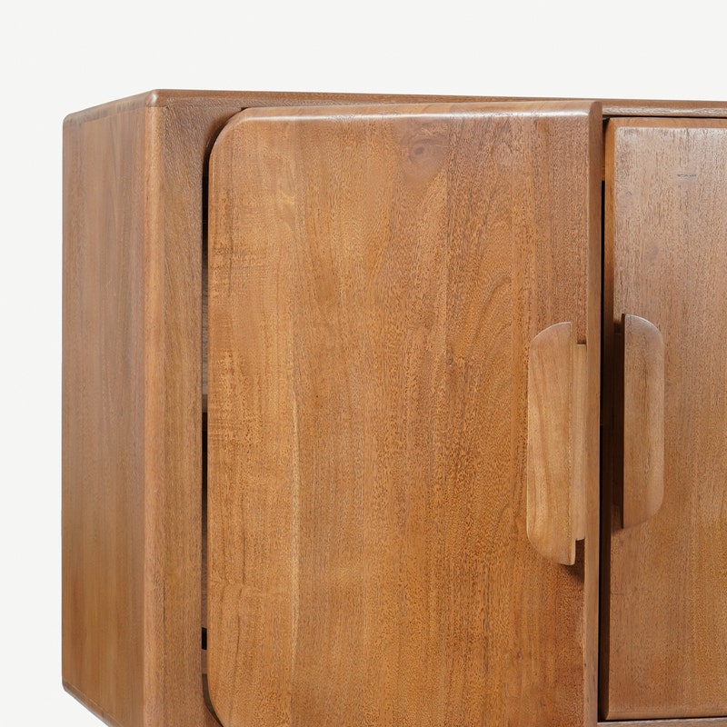 Rustic wooden TV cabinet for organized entertainment setup - The Leaf Crafts