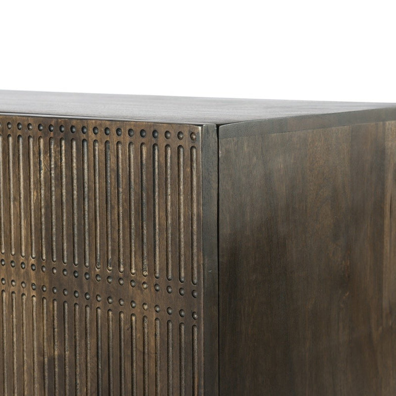 elegant solid wood TV unit for modern homes - The Leaf Crafts