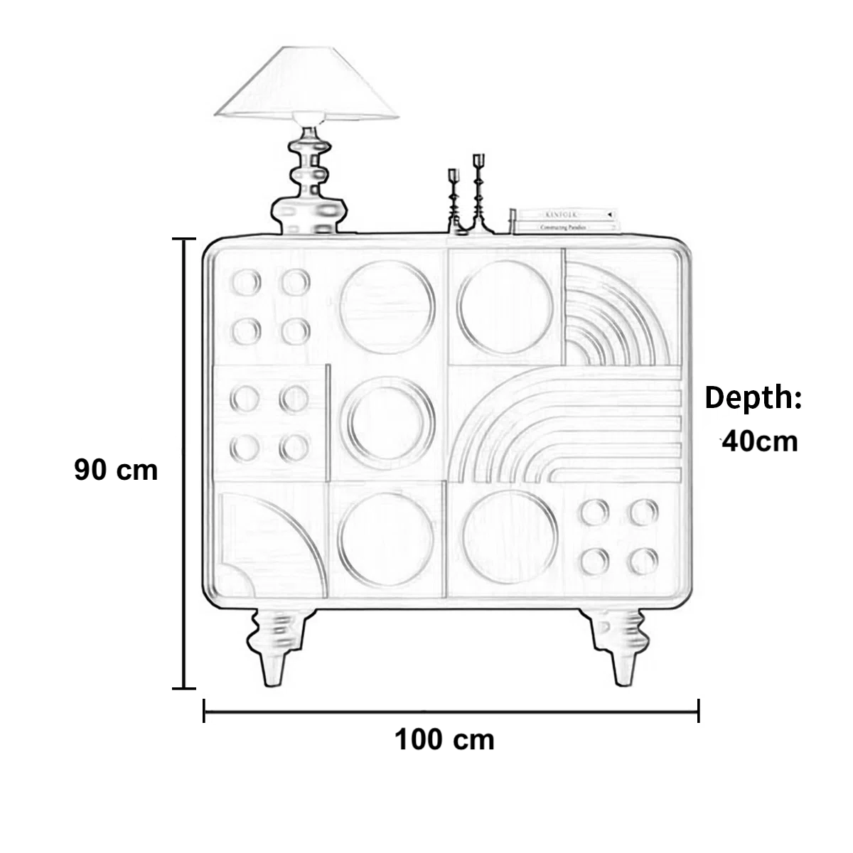 Dimensions of a decorative item with measurements labeled