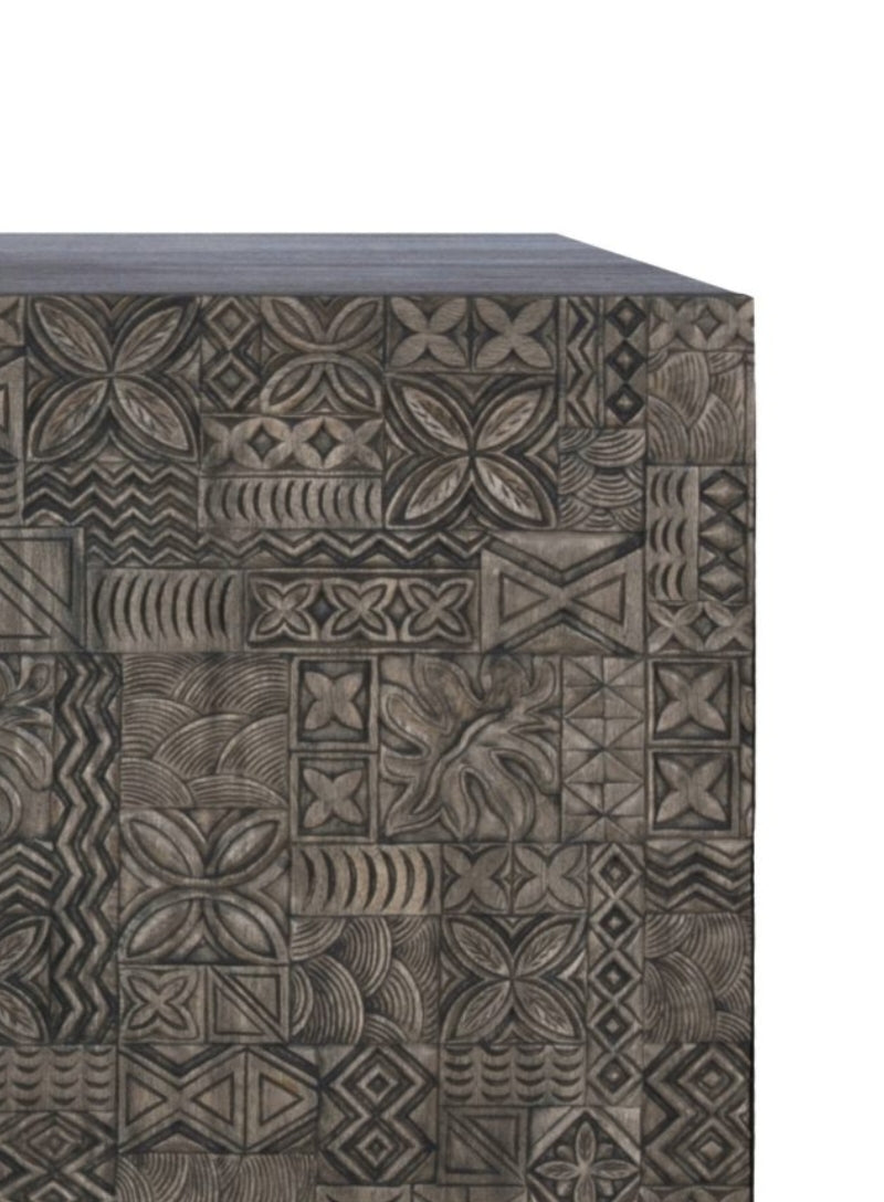 Rustic stylish carved TV unit for living room décor