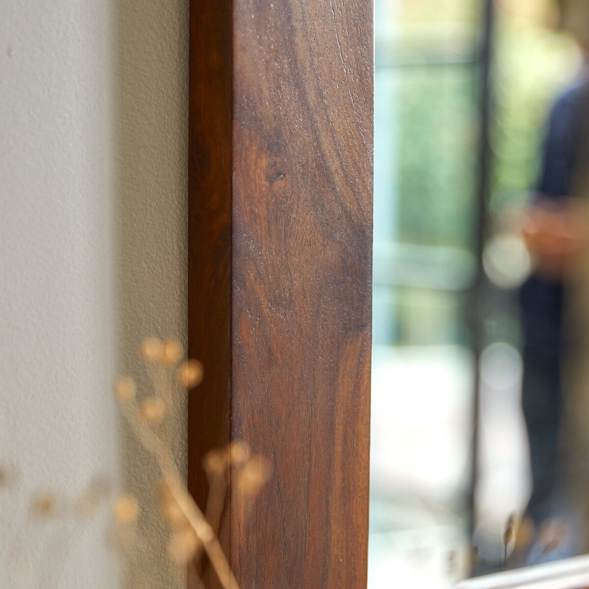 natural wood mirror frame for warm interiors - The Leaf Crafts