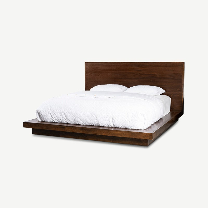 Buy online Amelia solid wood low height bed for modern bedroom in India - The Leaf Crafts