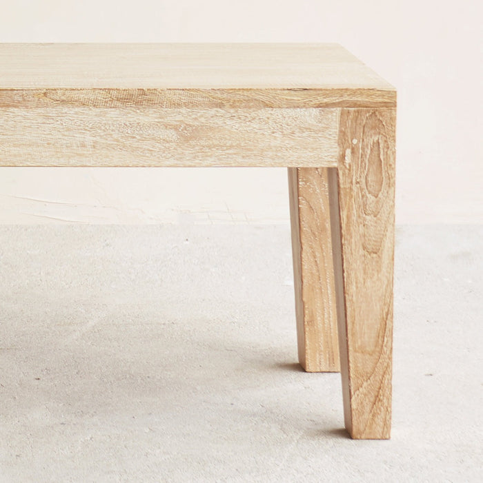 solid wood bedside table with rattan panel