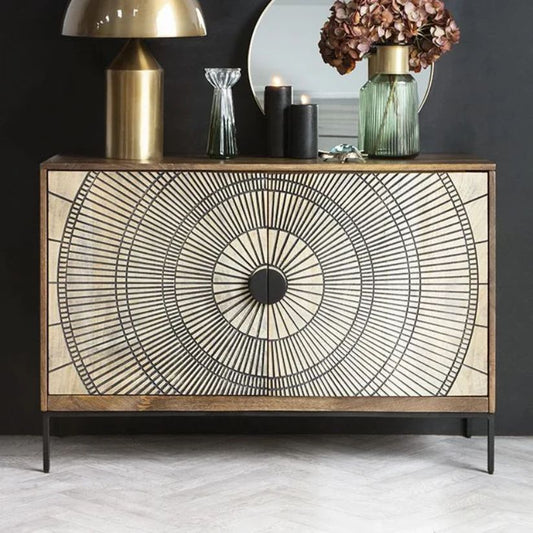 Daisy Carved Wooden Sideboard