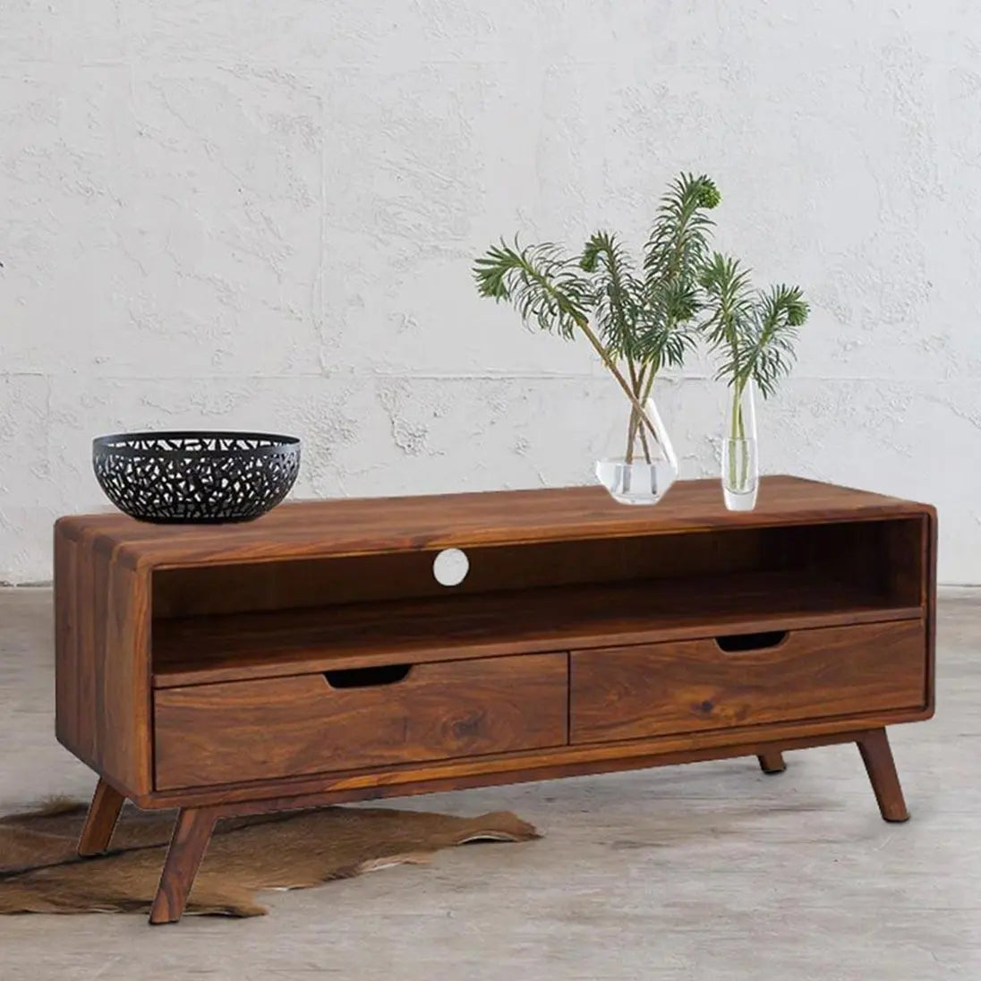 Amiya Solid Wood Tv Cabinet - The Leaf Crafts