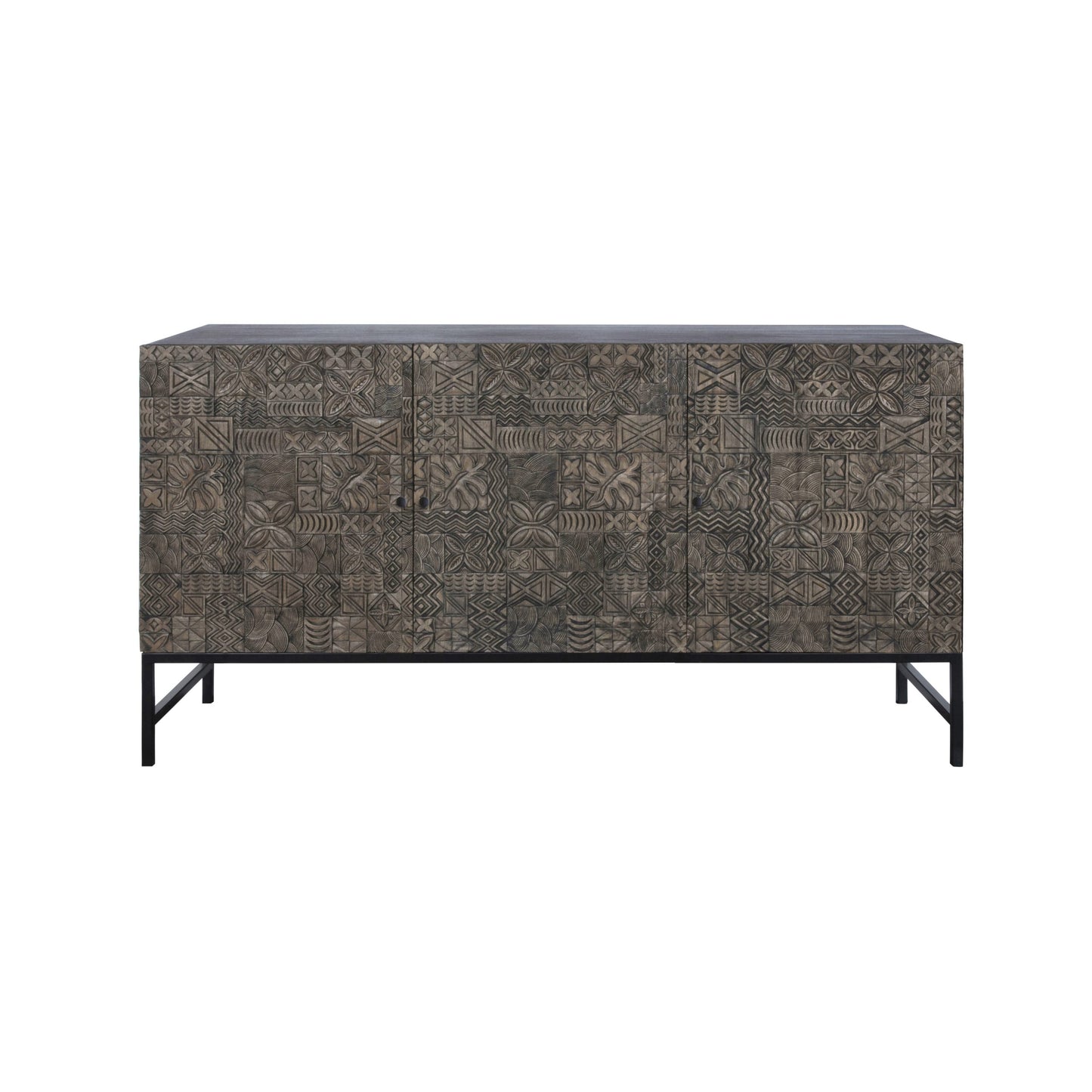 Luxury decorative wooden storage cabinet with carved doors