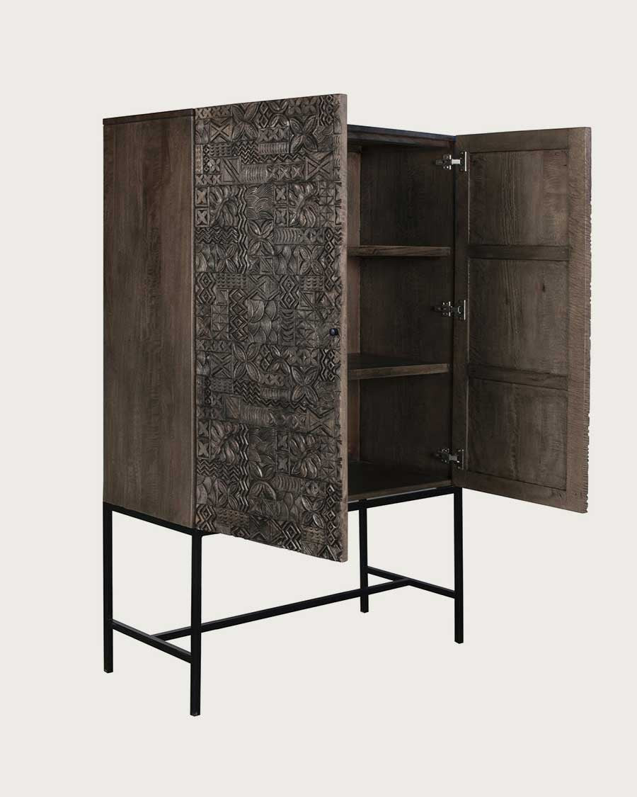 Luxury handcrafted solid wood cabinet with intricate carving