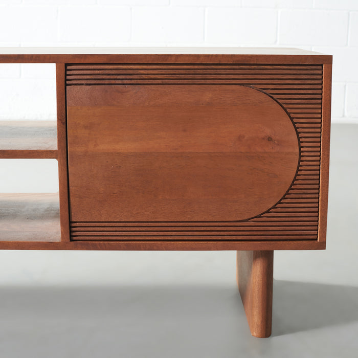 Luxury durable handcrafted wooden TV unit furniture - The Leaf Crafts