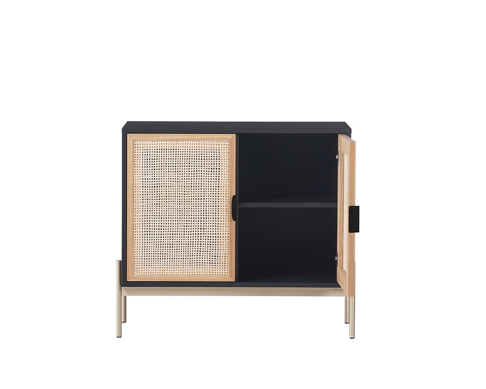 Luxury handcrafted wooden cabinet with woven cane doors- The Leaf Crafts