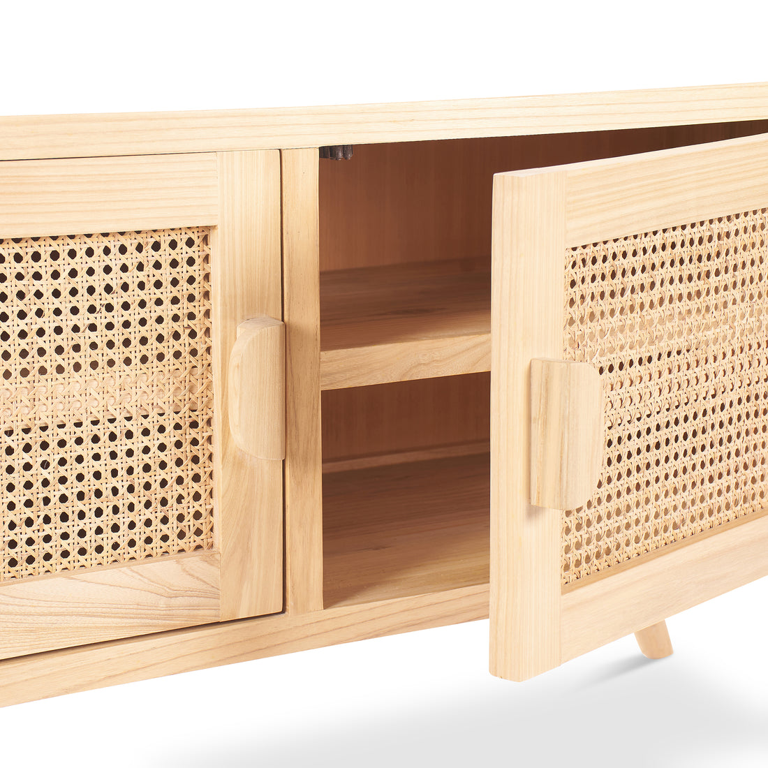 Luxury spacious wooden sideboard with cane detailing- The Leaf Crafts