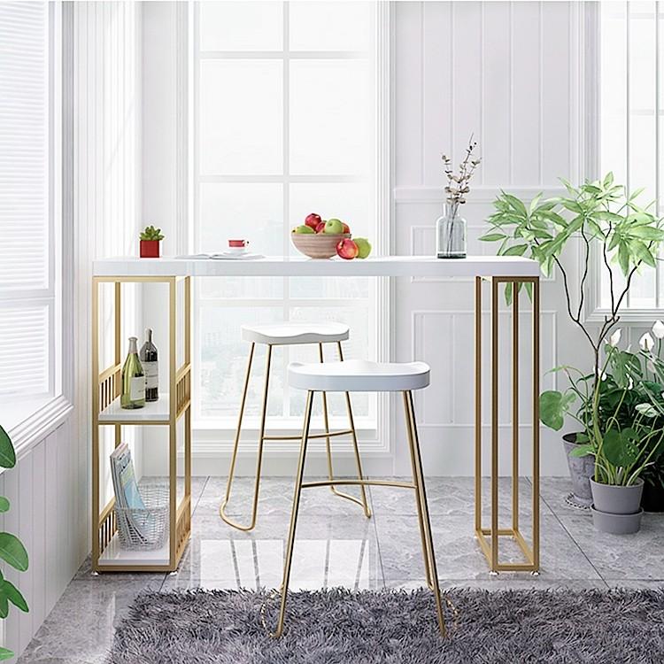 Modern Industrial Solid Wood Bar Table With Three Stool - The Leaf Crafts