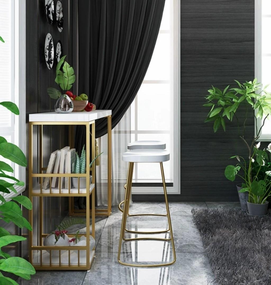 Modern Industrial Solid Wood Bar Table With Three Stool - The Leaf Crafts