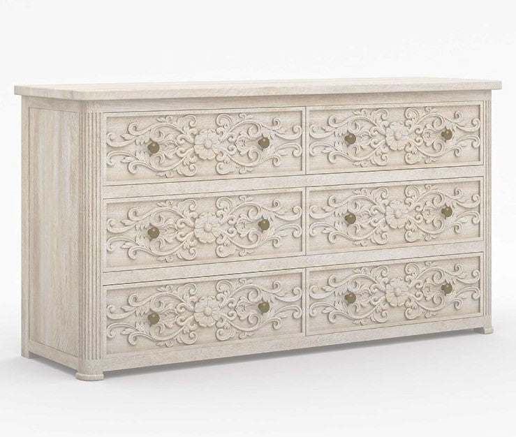 Rustic decorative carved wooden storage cabinet for stylish interiors