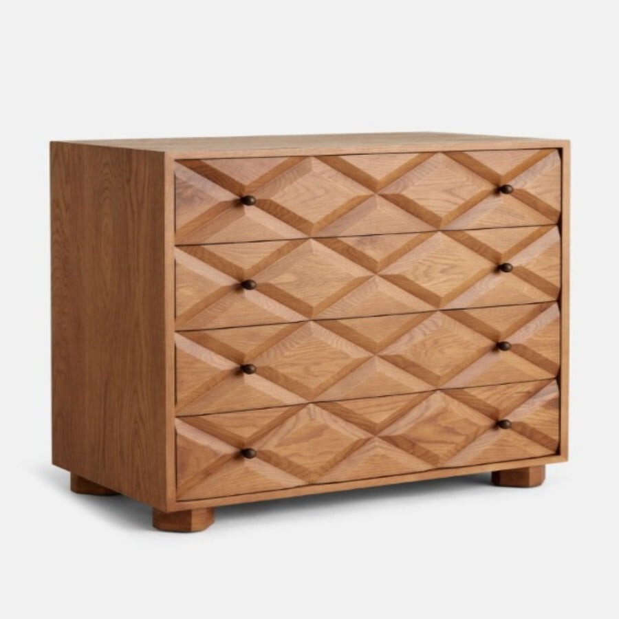 Buy online furniture In India diamond solid wood chest of drawers- The Leaf Crafts