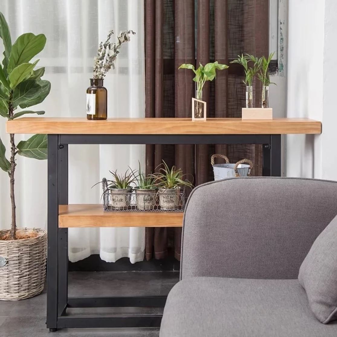 Rustic slim wooden display table for home- The Leaf Crafts