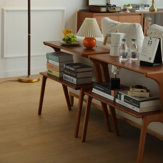 Rustic modern wooden table for sofa side use - The Leaf Crafts