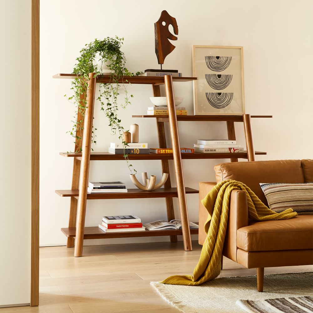 Rustic modern wooden bookshelf design- The Leaf Crafts