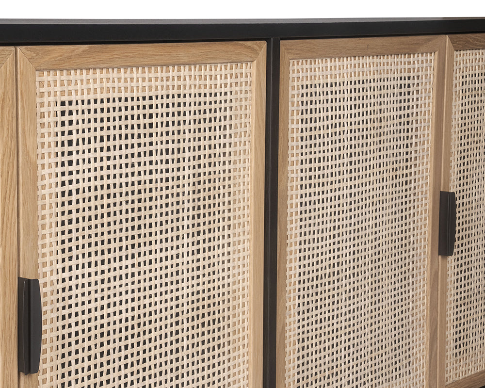 Rustic natural wood and cane sideboard for home décor - The Leaf Crafts