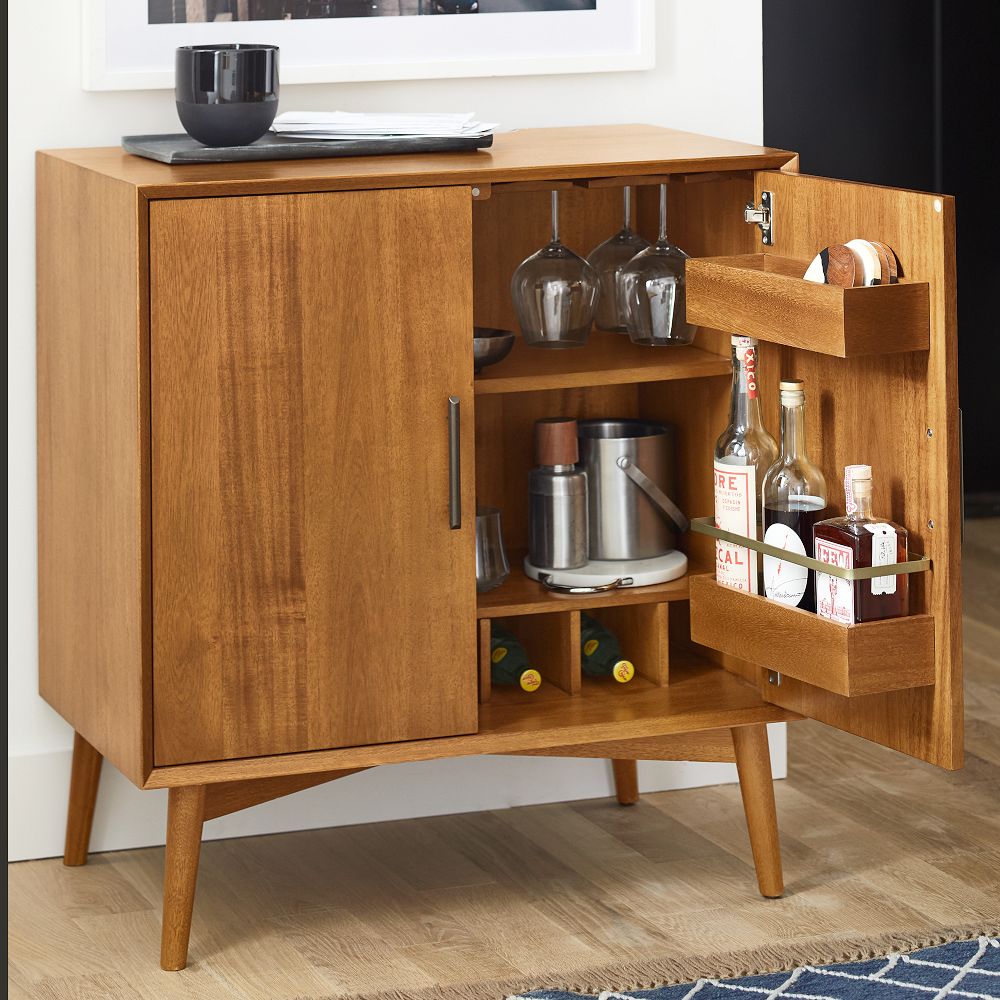 Rustic wooden bar storage unit for home - The Leaf Crafts