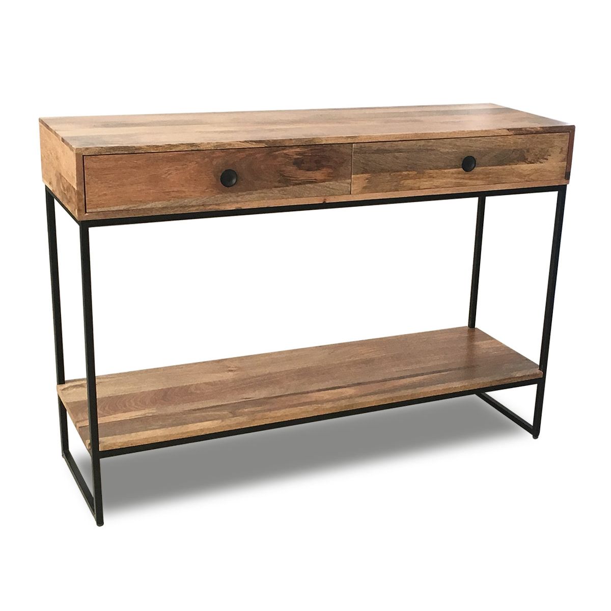 Rustic wooden metal console table design - The Leaf Crafts