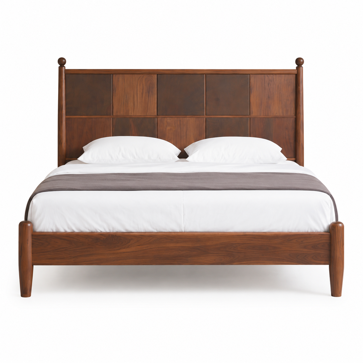 Scandinavian style solid wood bed with clean lines and elegant finish