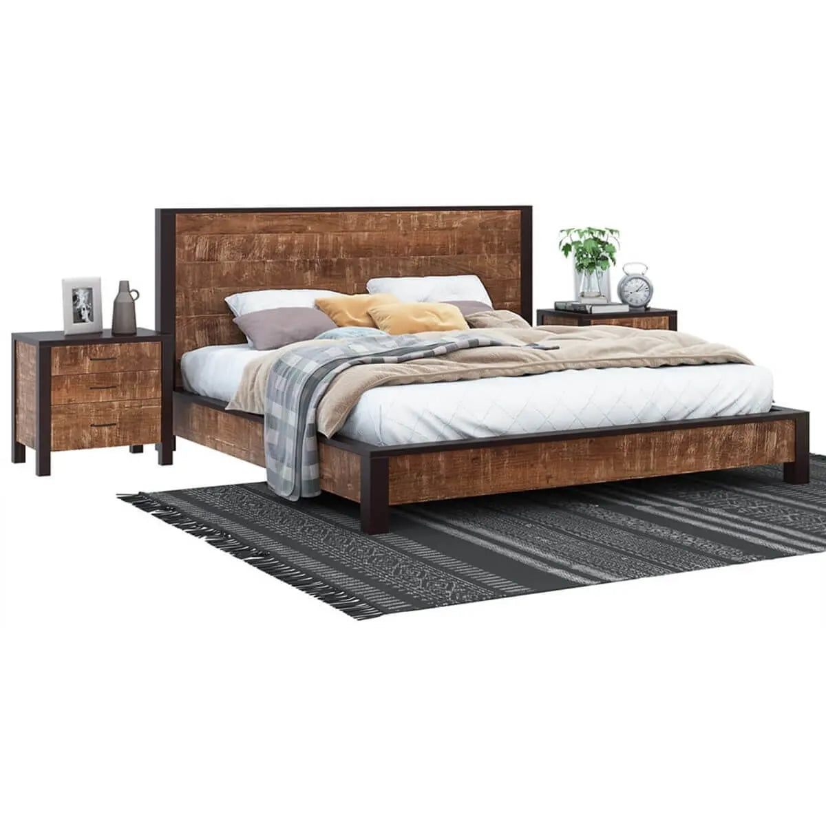 Premium wooden bed frame with headboard The Leaf Crafts