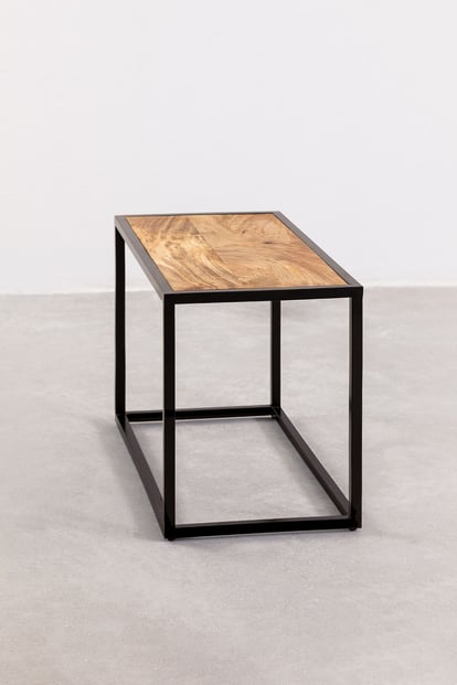 each table showcases natural grain patterns that highlight the beauty of real wood furniture.