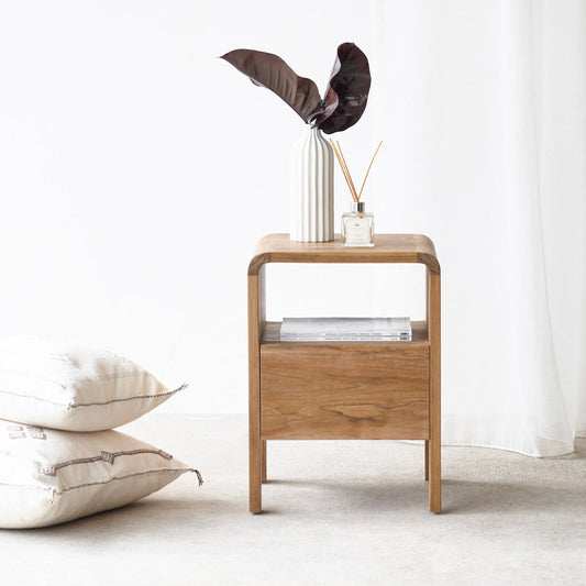 Deliya Solid Wood Bedside Table - The Leaf Crafts