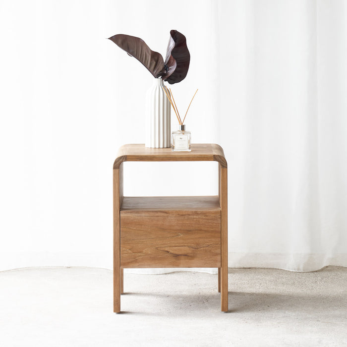 Deliya Solid Wood Bedside Table - The Leaf Crafts