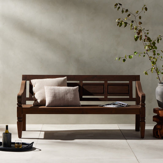 Buy Online Albina solid wood outdoor bench for garden seating in India - The Leaf Crafts