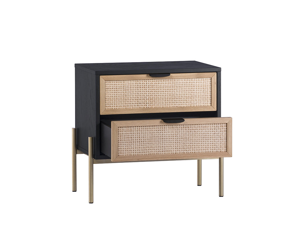 Shop rattan bedside table online. Wooden nightstand with cane drawer, premium bedroom side table for modern interiors.