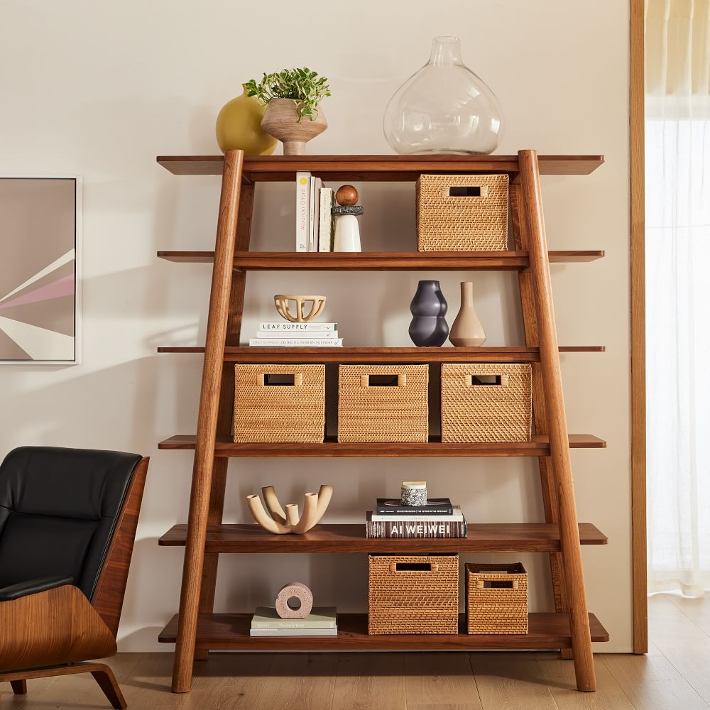 Buy online bookshelf in India bella solid wood bookshelf with four pillars- The Leaf Crafts
