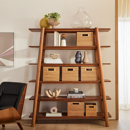 Buy online bookshelf in India bella solid wood bookshelf with four pillars- The Leaf Crafts