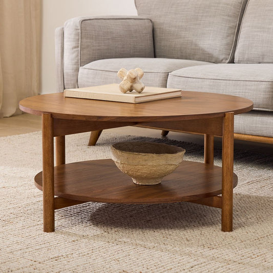 Buy online bella solid wood rounded coffee table in India  - The Leaf Crafts