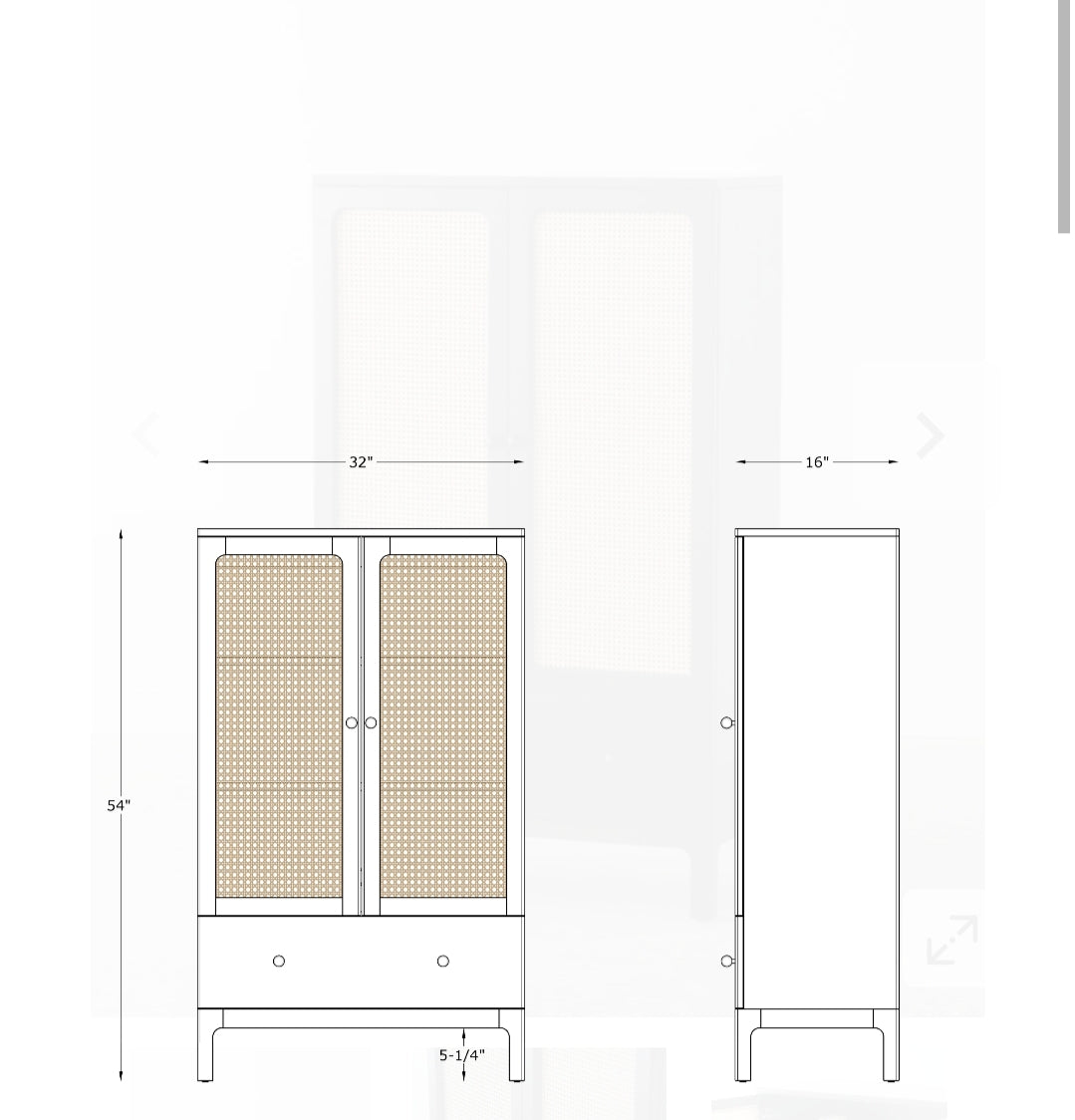 Fresco Solid Wood Cane Cabinet - The Leaf Crafts