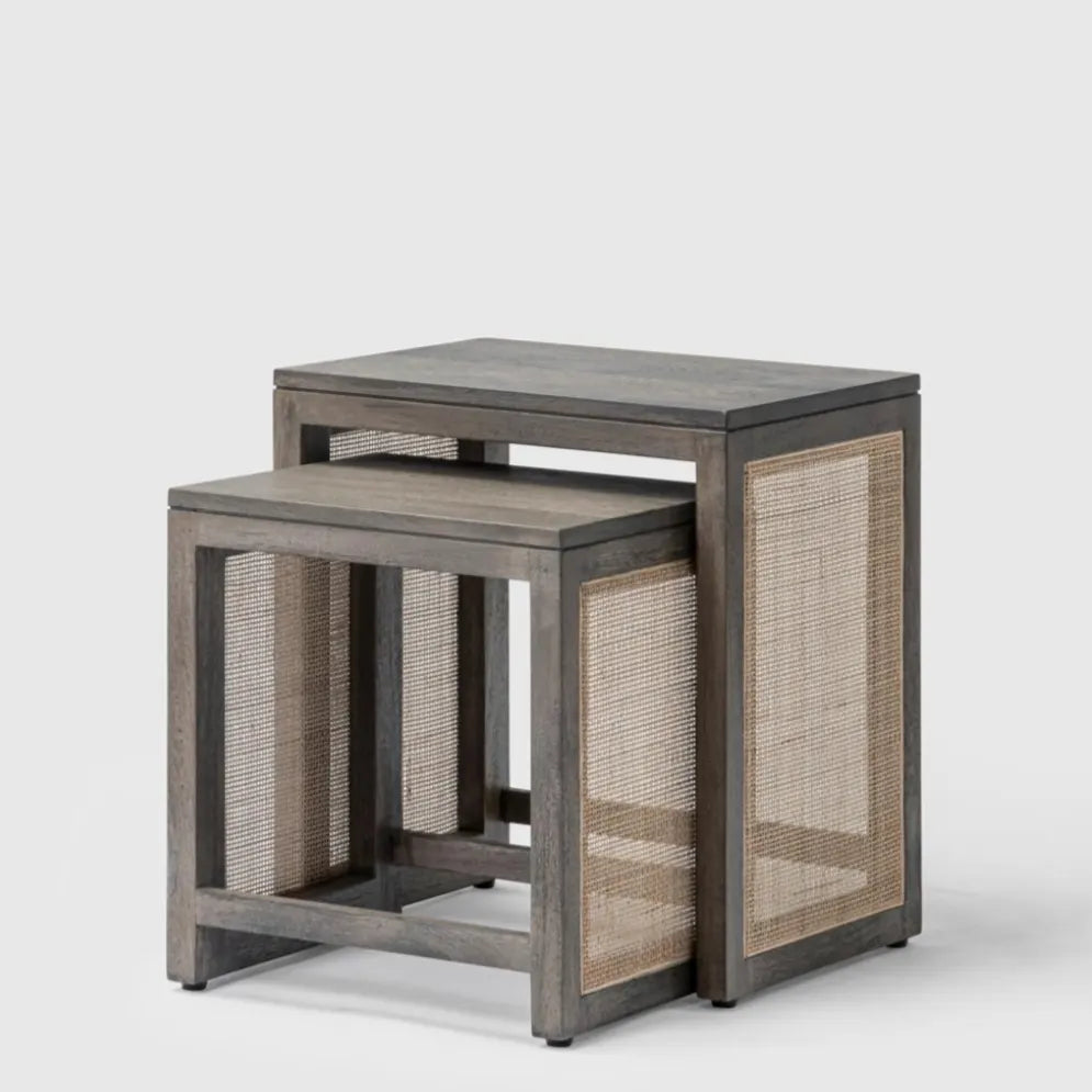 handcrafted wooden nesting side tables