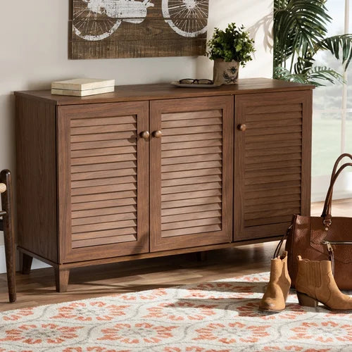 wooden shoe storage cabinet with doors - The Leaf Crafts
