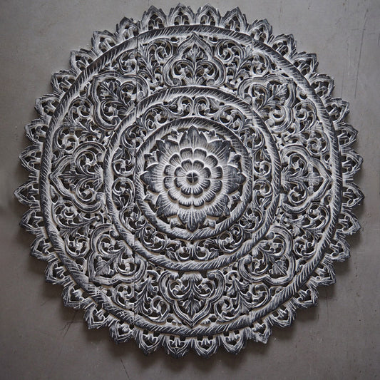 Buy Online Cassia carved rounded wood wall panel for home décor in India - The Leaf Crafts