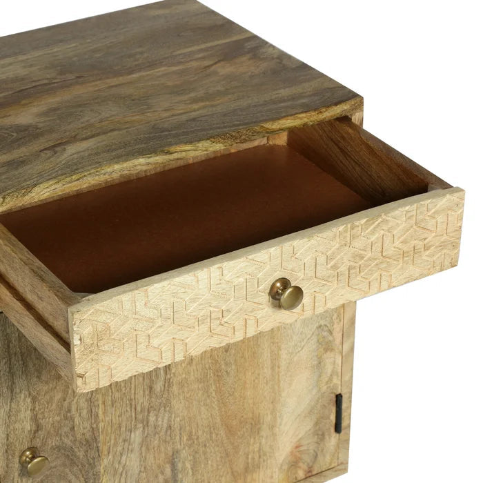 handcrafted mango wood nightstand - The Leaf Crafts