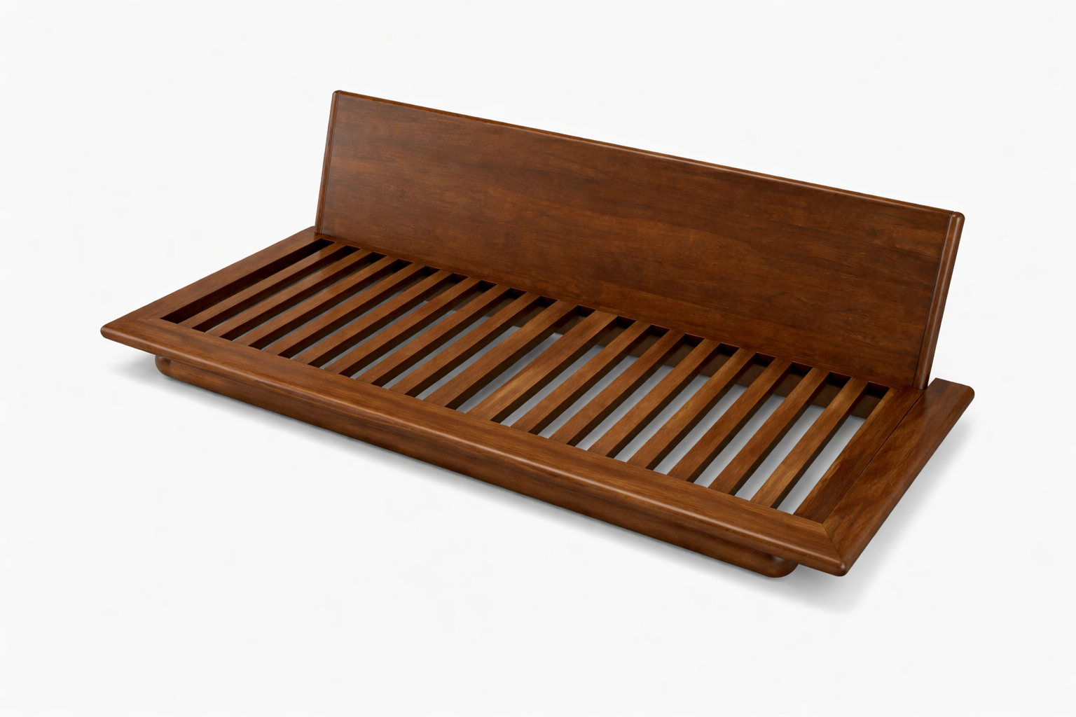 Wooden tray with slotted design on a white background