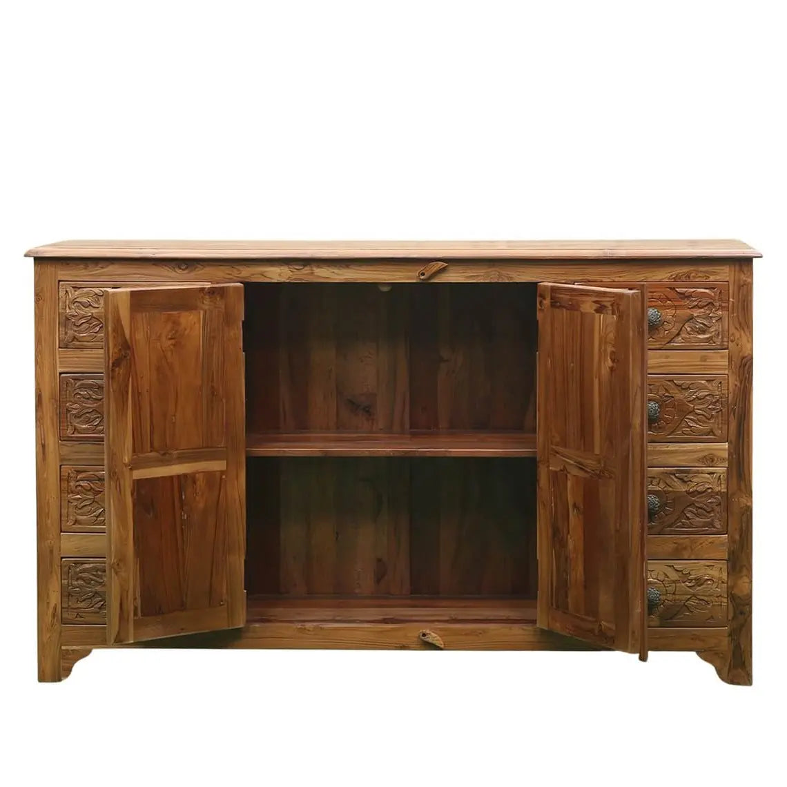 handcrafted carved wooden sideboard cabinet