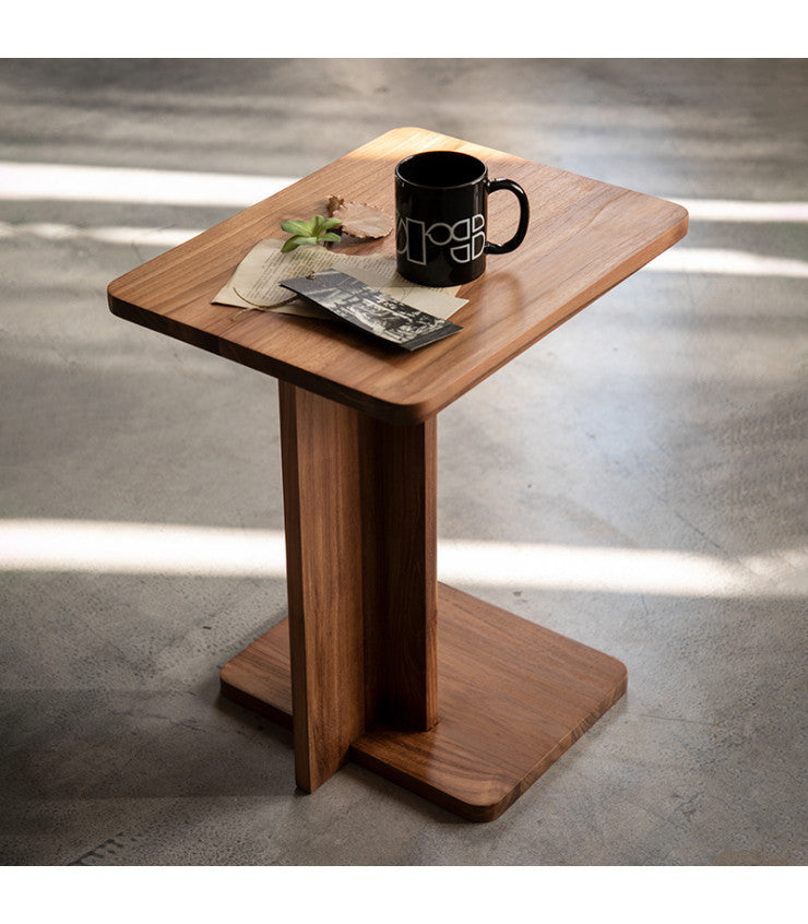 compact wooden end table for living room- The Leaf Crafts