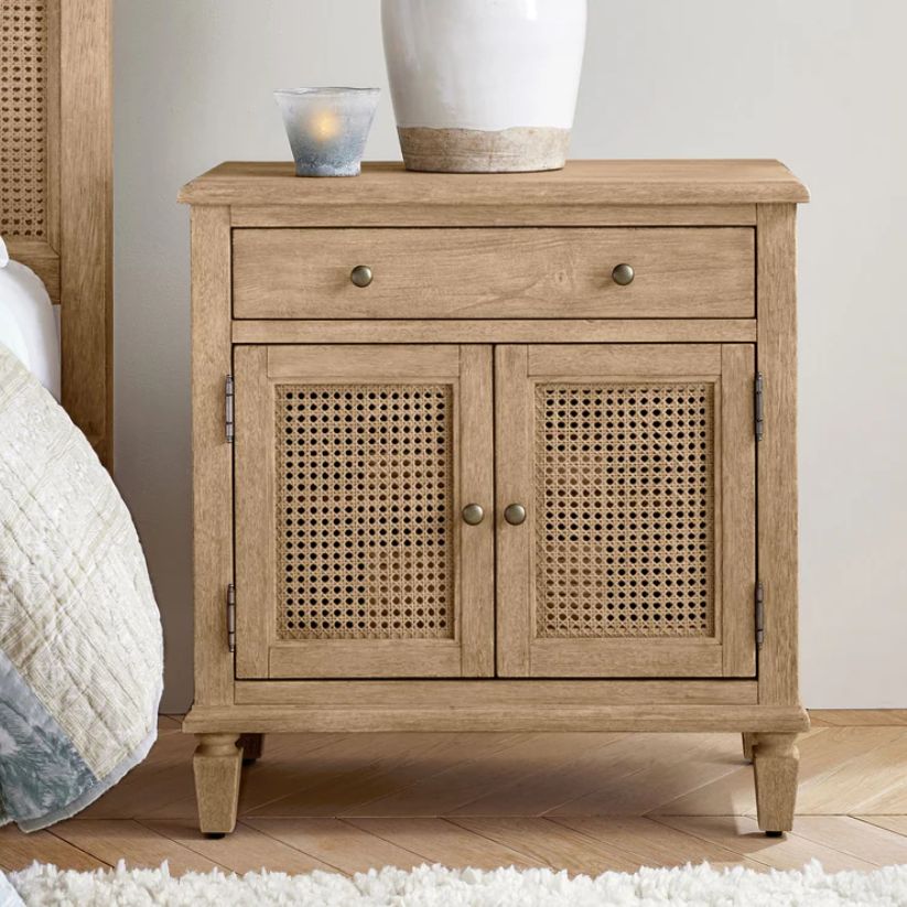 Buy Online Felix rattan solid wood bedside table for modern bedroom in India