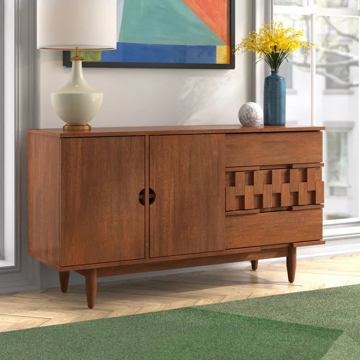 feliya brown solid wood sideboard - The Leaf Crafts