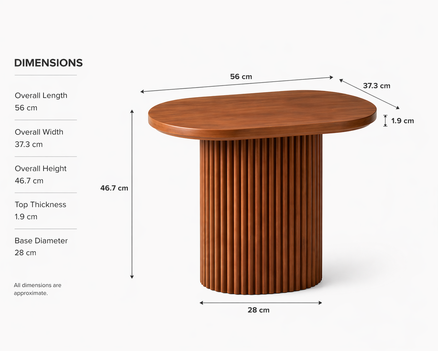 Fluted Pedestal Side Table