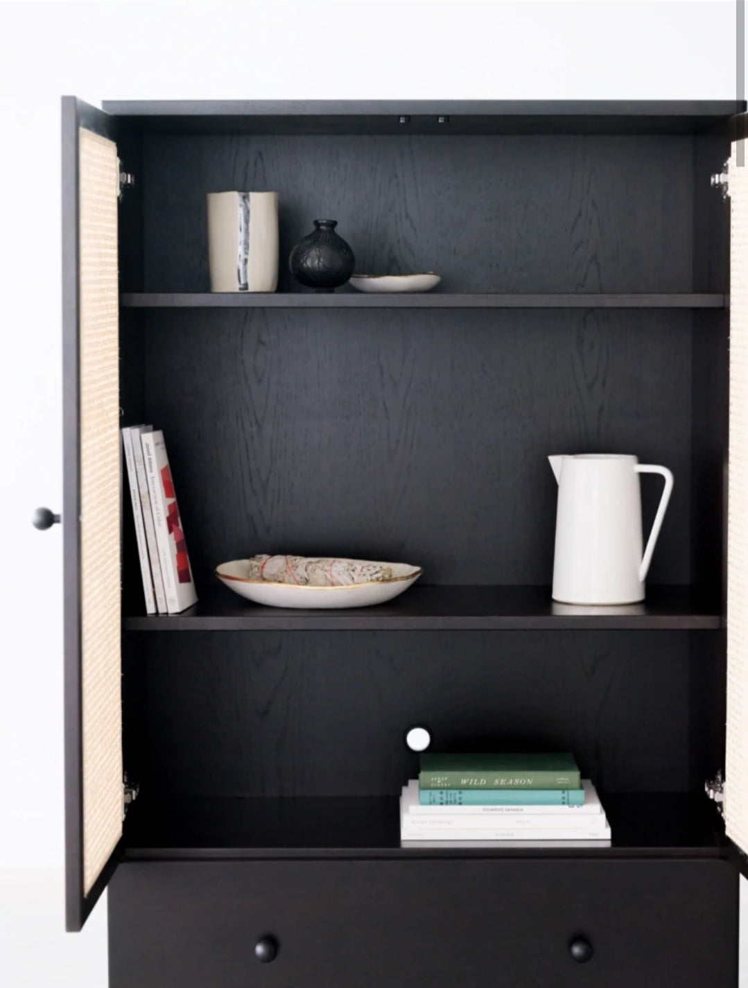 Fresco Solid Wood Cane Cabinet - The Leaf Crafts