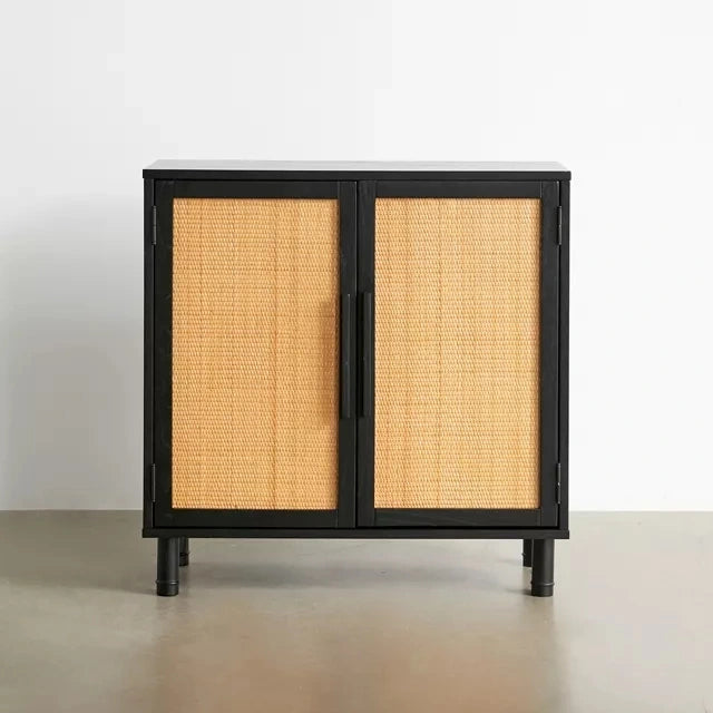 decorative solid wood rattan cabinet