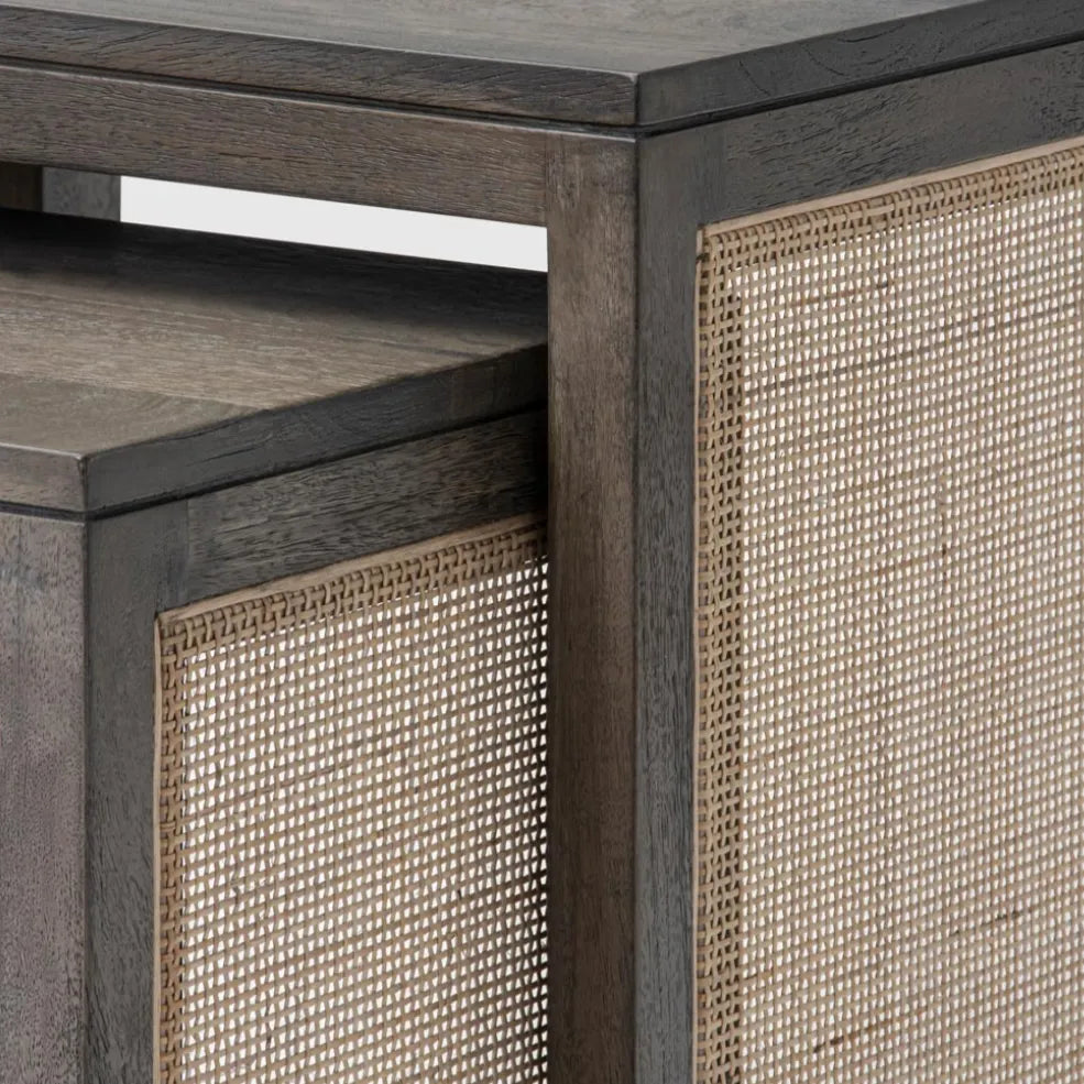 modern solid wood nest of tables set