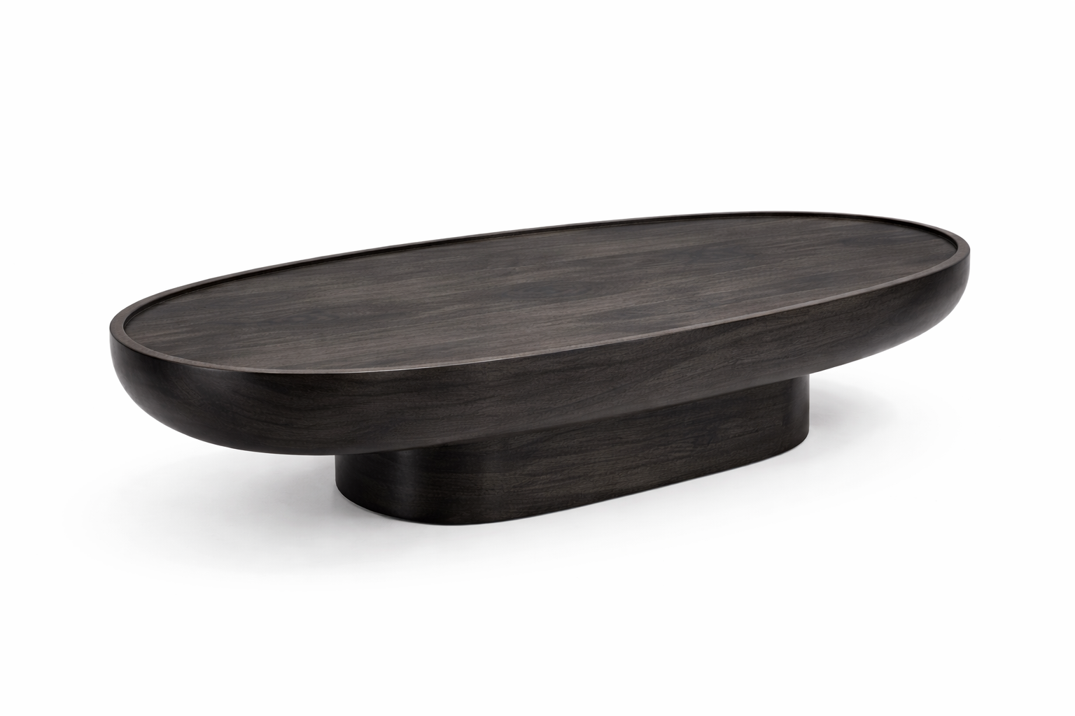 Wooden coffee table with a dark finish on a white background